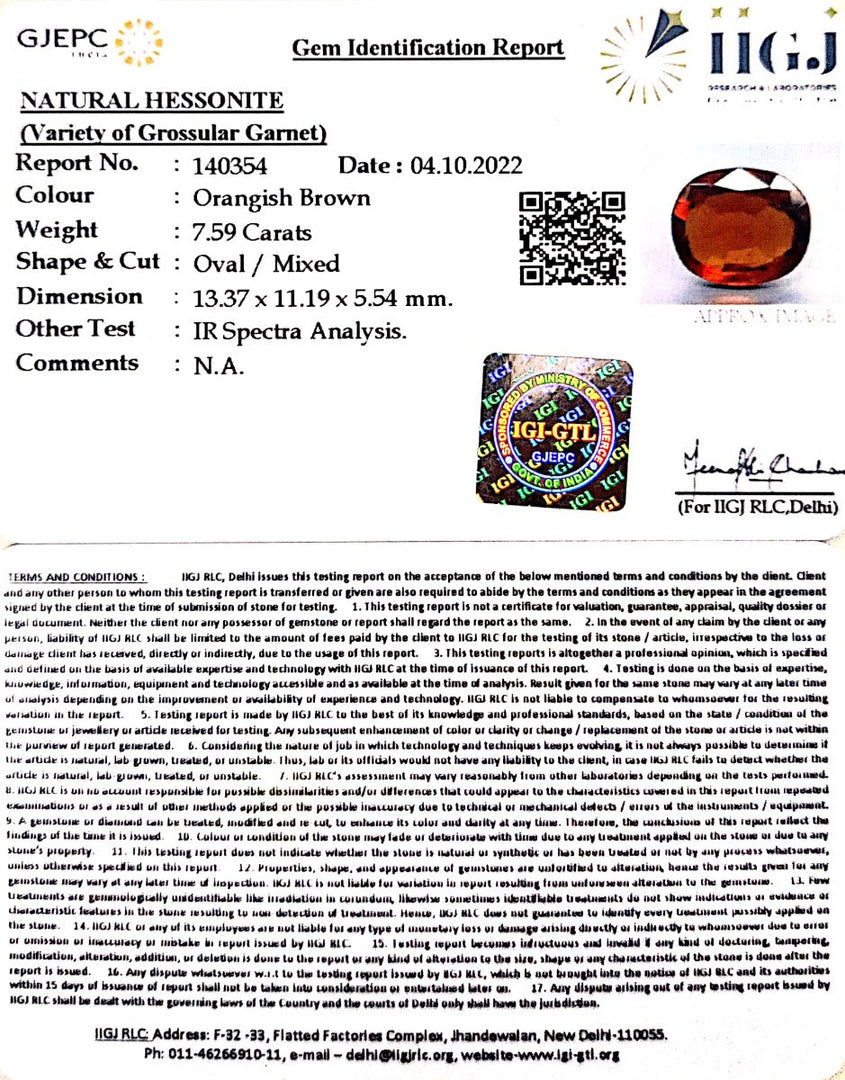 7.59/CT Natural Govt. Lab Certified Ceylonese Gomed-(1221)