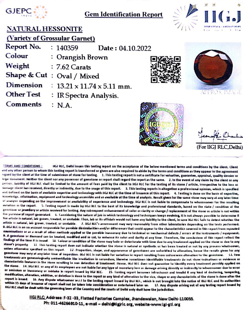 7.62/CT Natural Govt. Lab Certified Ceylonese Gomed-(1221)