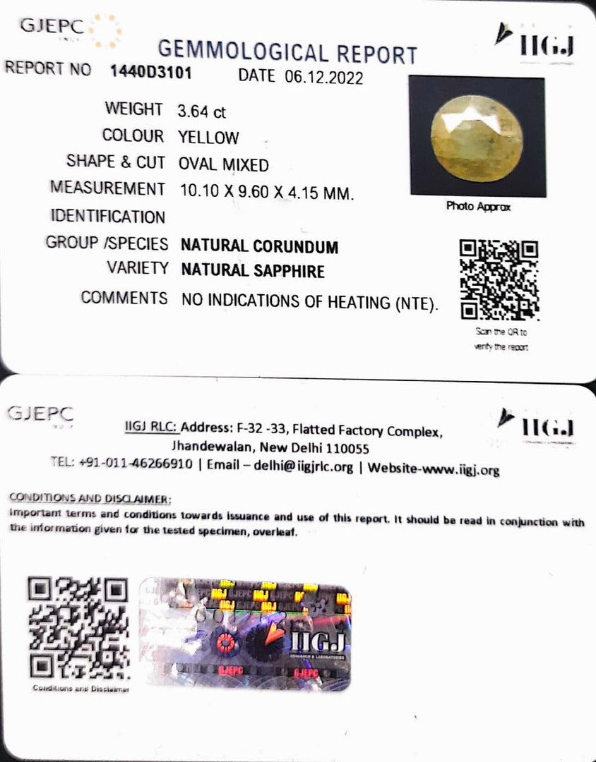 3.64/CT Natural Ceylonese Pukhraj with Govt Lab Certificate-6771