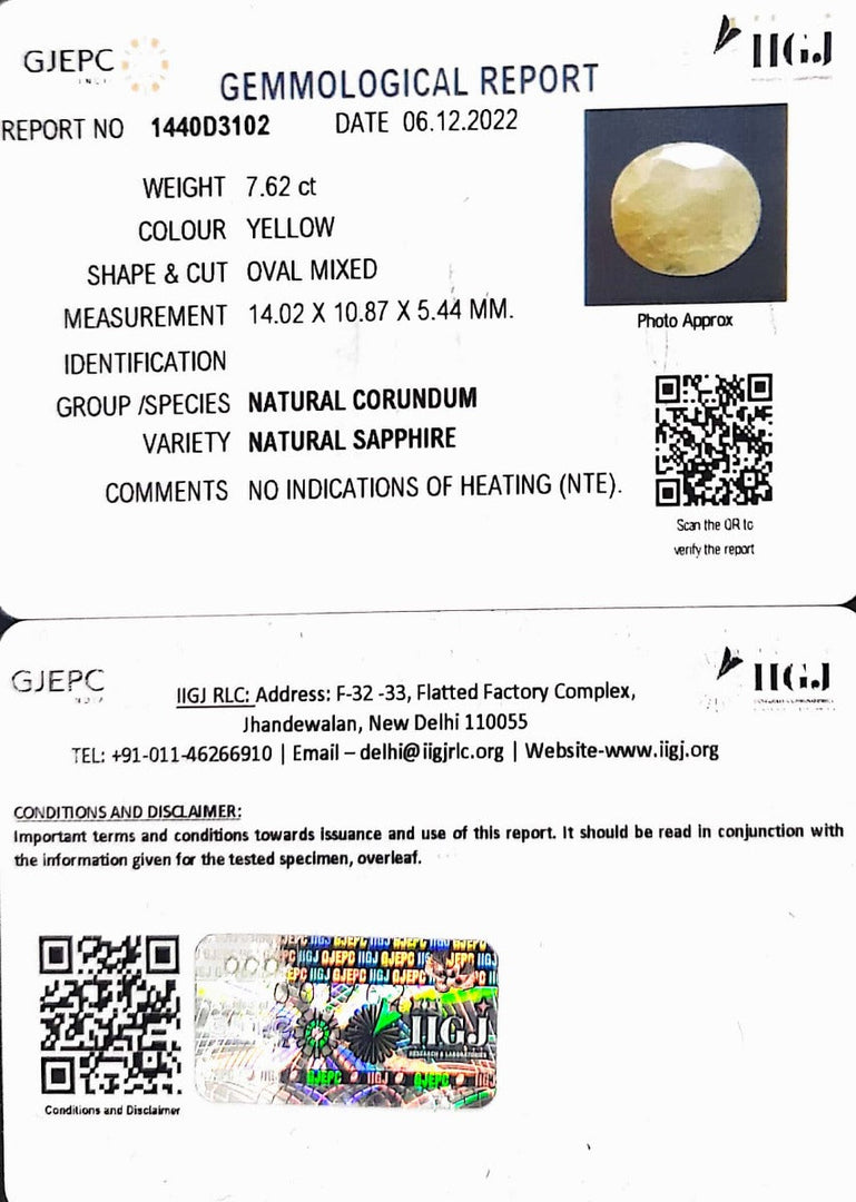 7.62/CT Natural Ceylonese Pukhraj with Govt Lab Certificate-4551