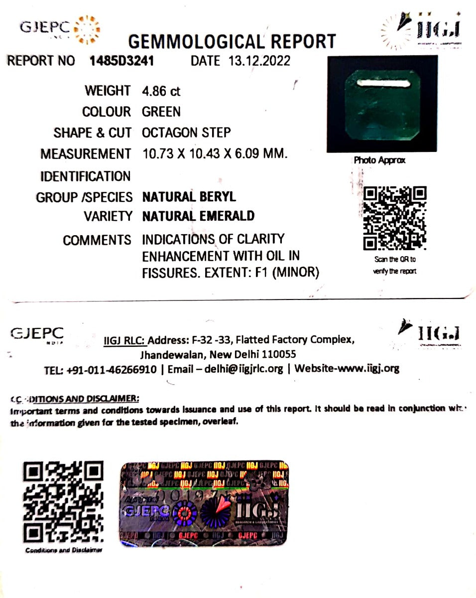 5.39 Ratti Natural Panna Stone with Govt. Lab Certificate-1485D3241