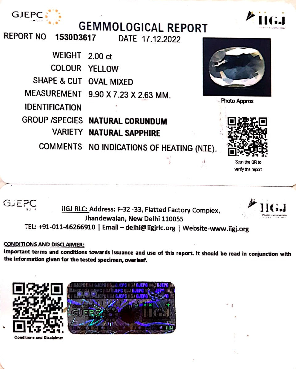 2.00/CT Natural Ceylonese Pukhraj with Govt Lab CertificatE-YELSA9U