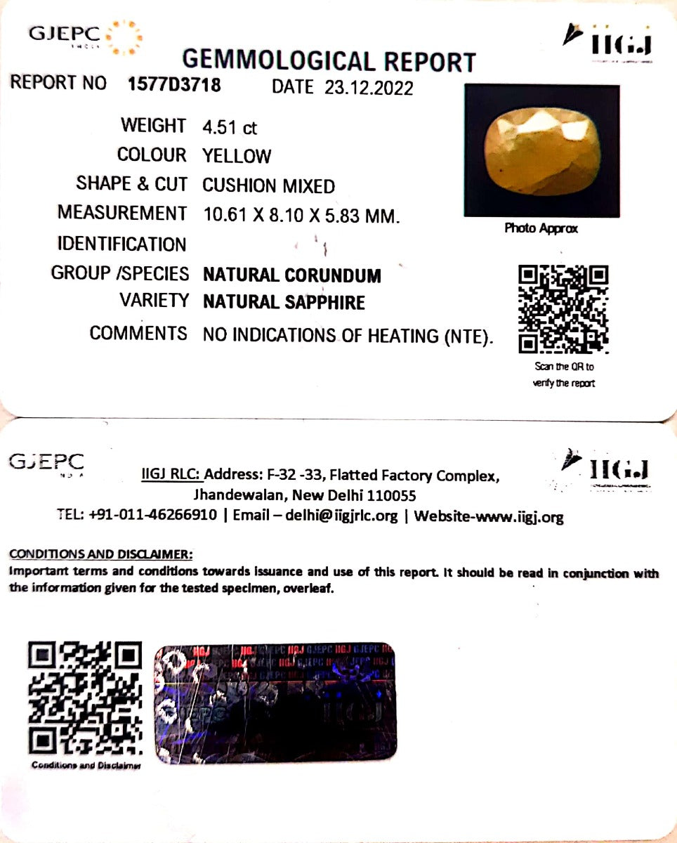 4.51/CT Natural Ceylonese Pukhraj with Govt Lab Certificate-4551