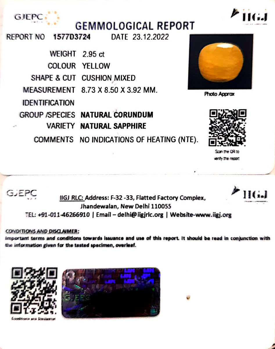 2.95/CT Natural Ceylonese Pukhraj with Govt Lab Certificate-4551