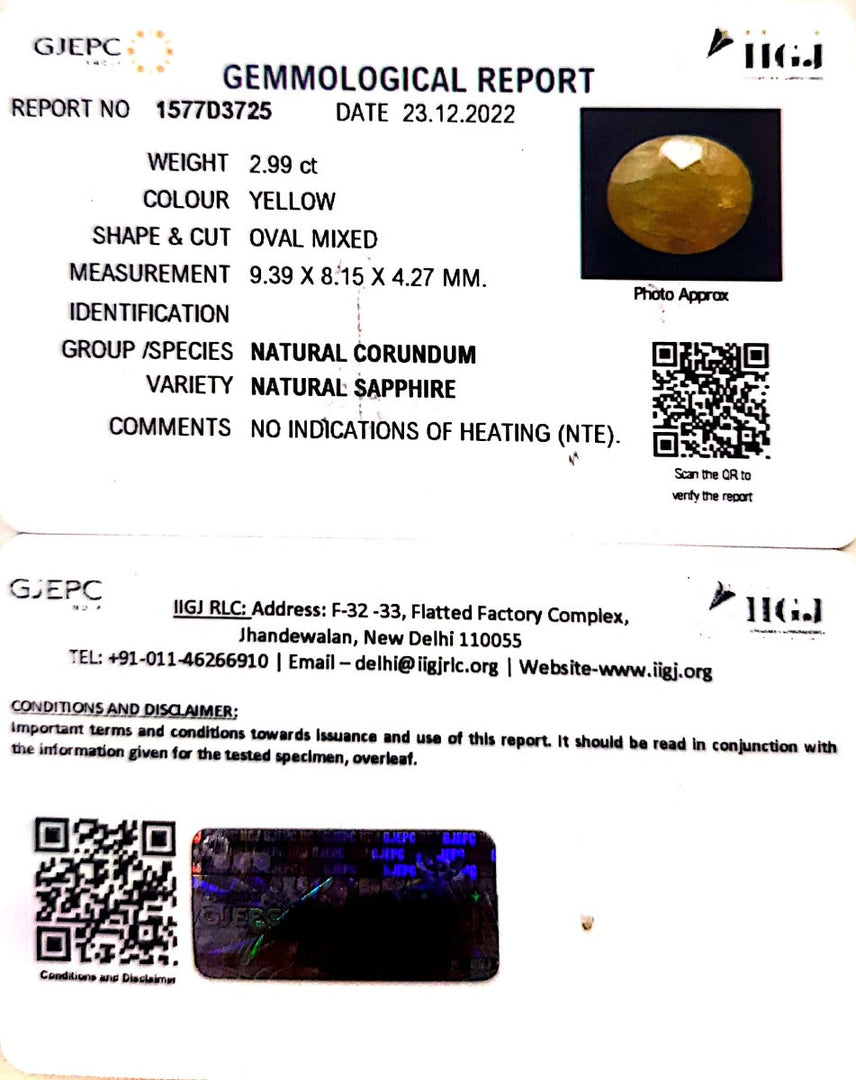 2.99/CT Natural Ceylonese Pukhraj with Govt Lab Certificate-6771