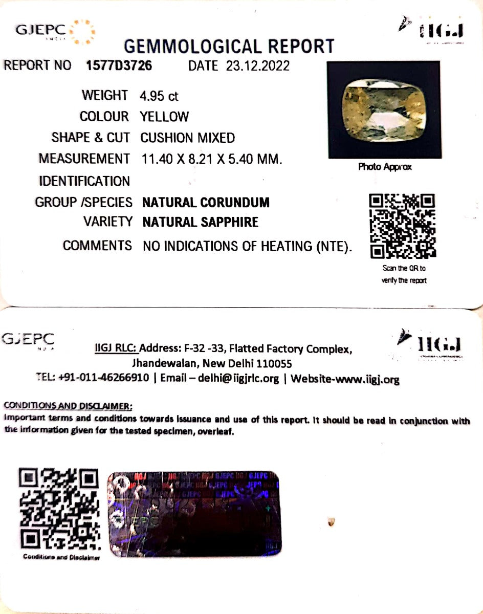 5.49/Ratti Natural Ceylonese Pukhraj with Govt Lab Certificate