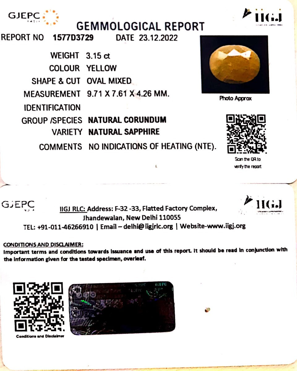 3.15/CT Natural Ceylonese Pukhraj with Govt Lab Certificate-1577D3729