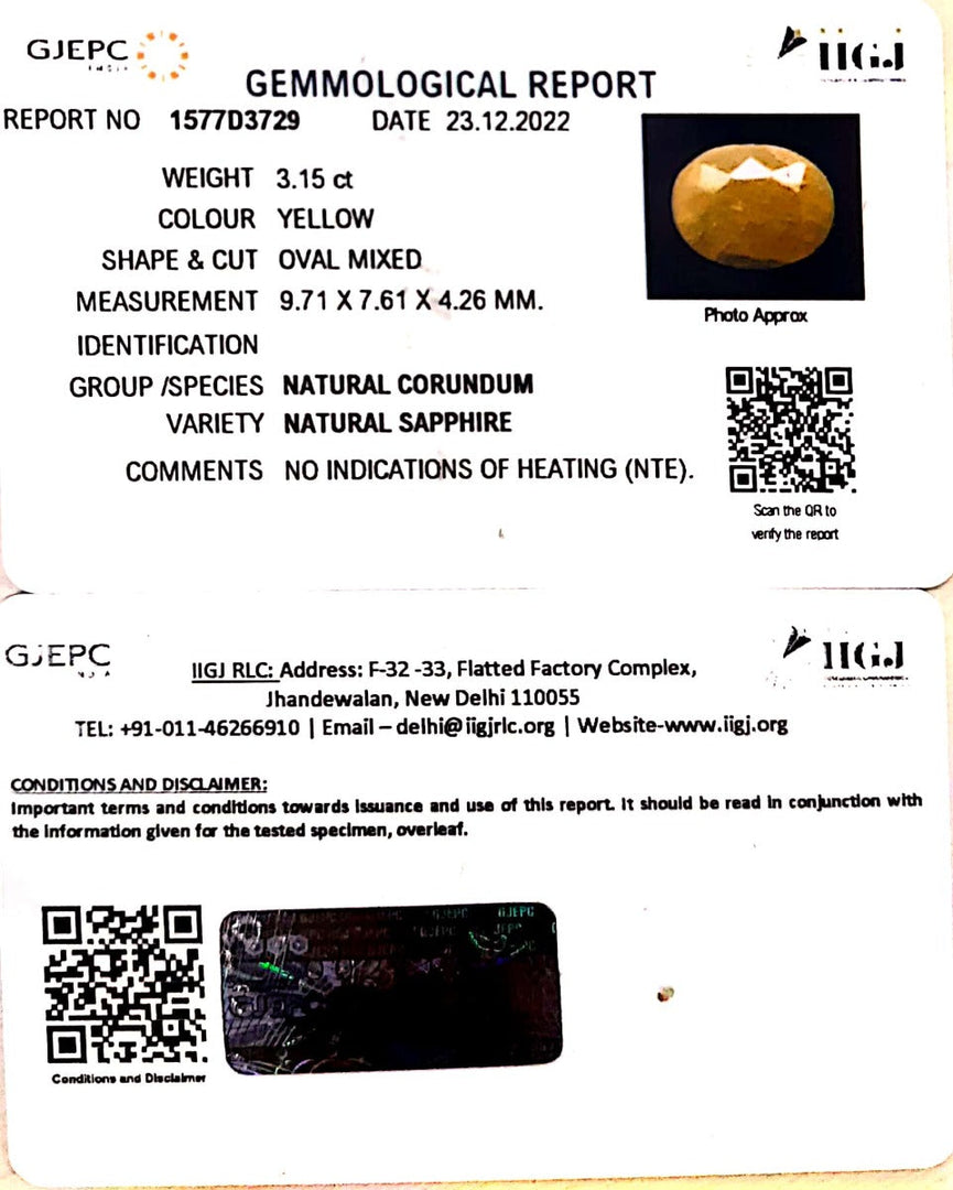 3.15/CT Natural Ceylonese Pukhraj with Govt Lab Certificate-4551