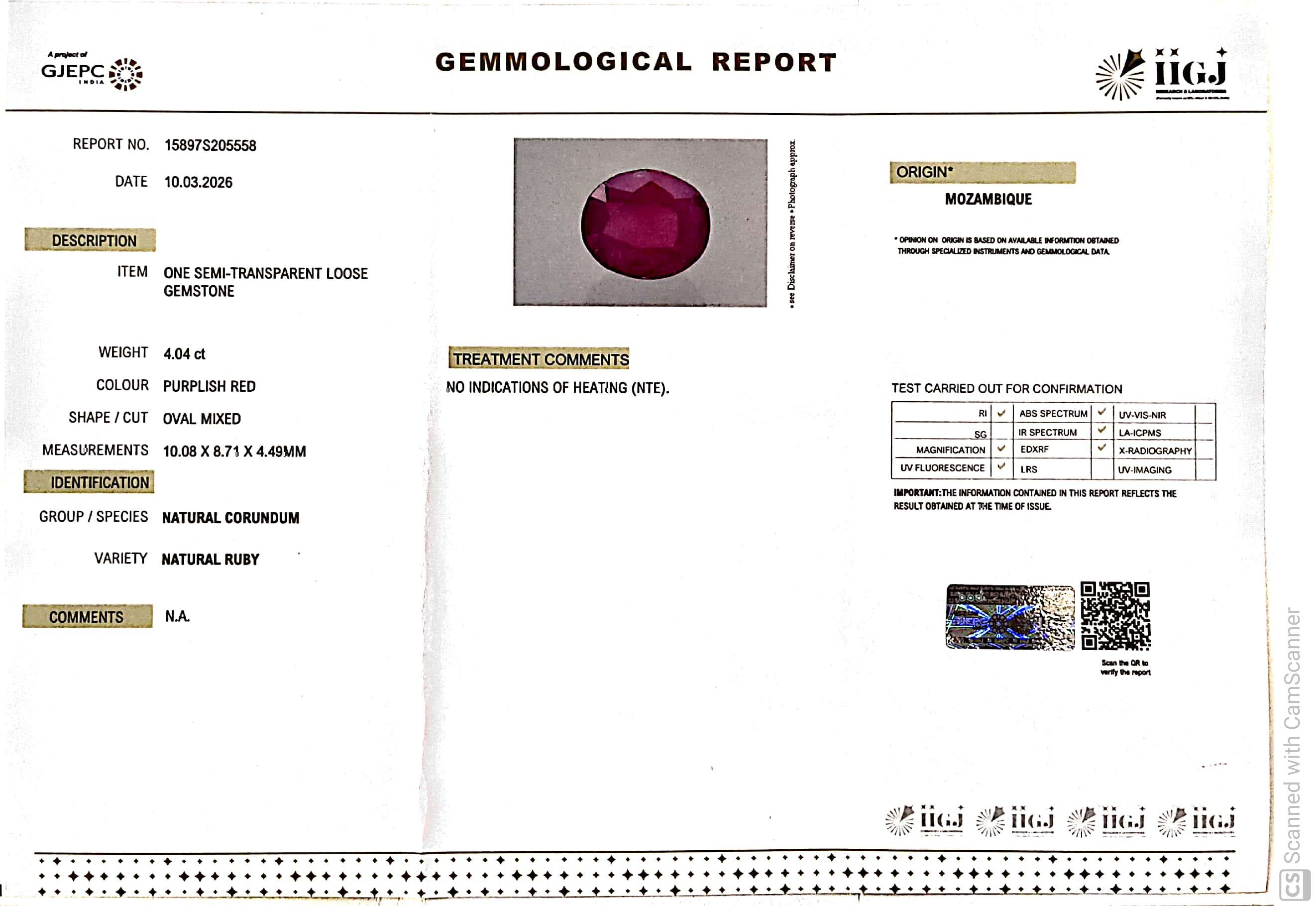 4.04/CT Natural Ruby Stone with Govt. Lab Certificate-15897S205558