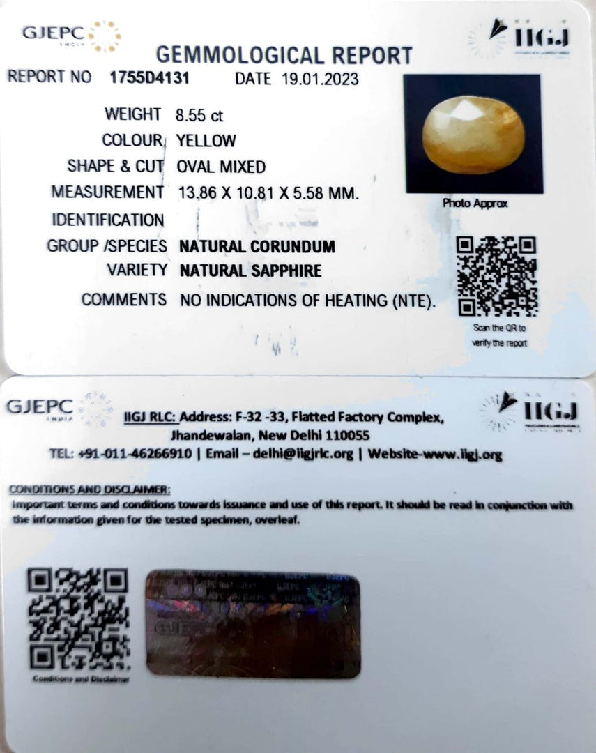 8.55/CT Natural Ceylonese Pukhraj with Govt Lab Certificate-(4551)