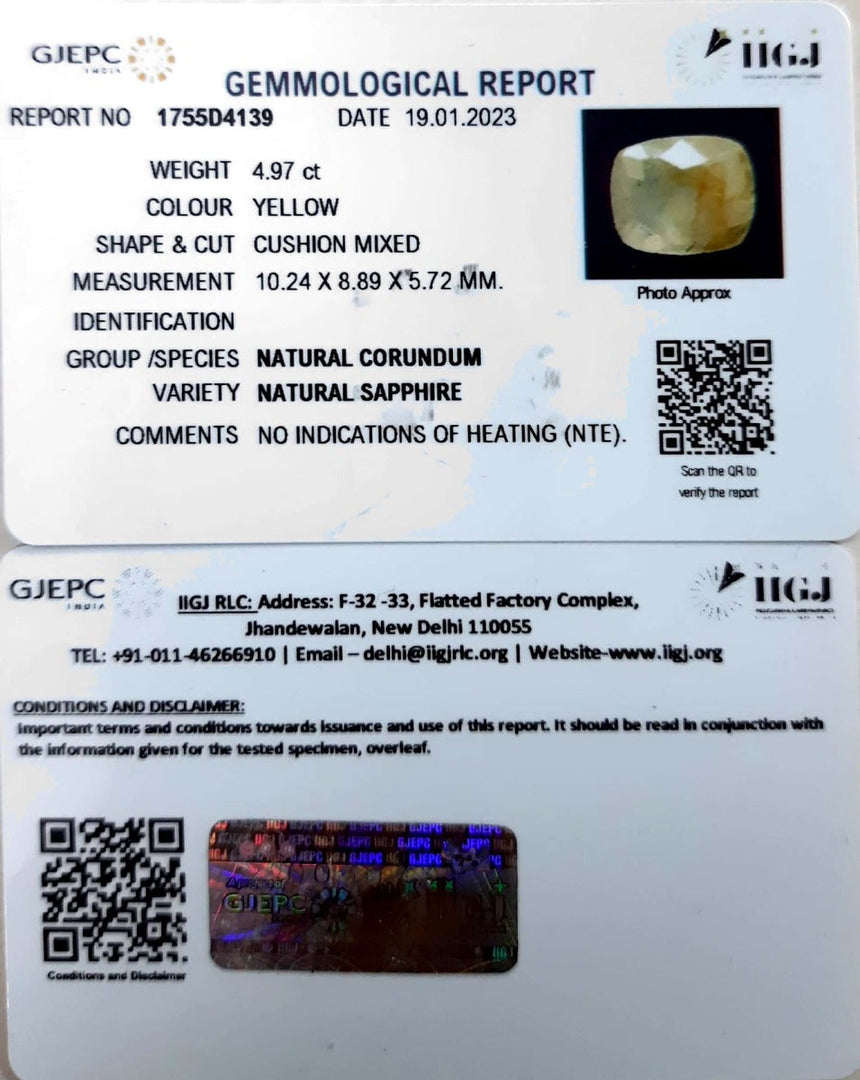 4.97/CT Natural Ceylonese Pukhraj with Govt Lab Certificate-(6771)