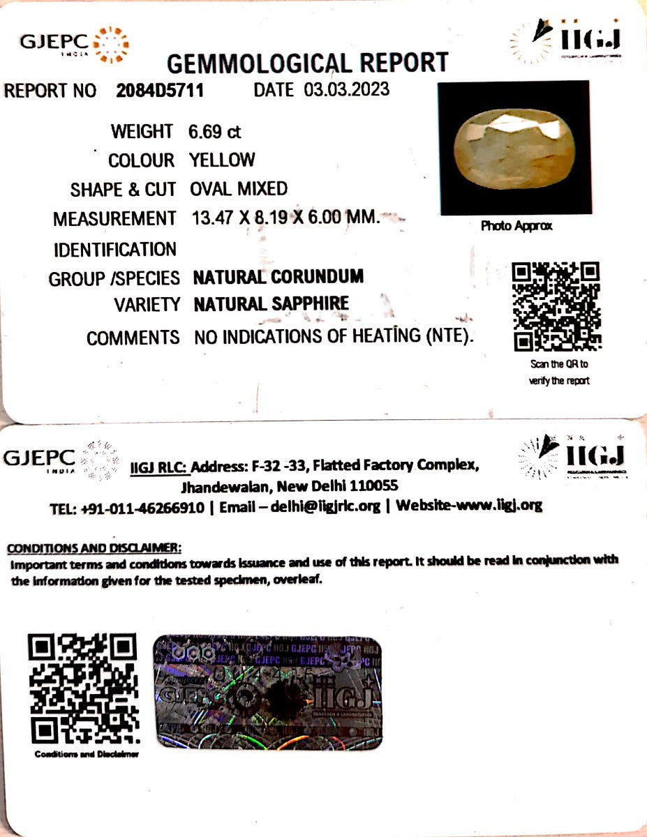 6.69/CT Natural Ceylonese Pukhraj with Govt Lab Certificate-(2084D5711)