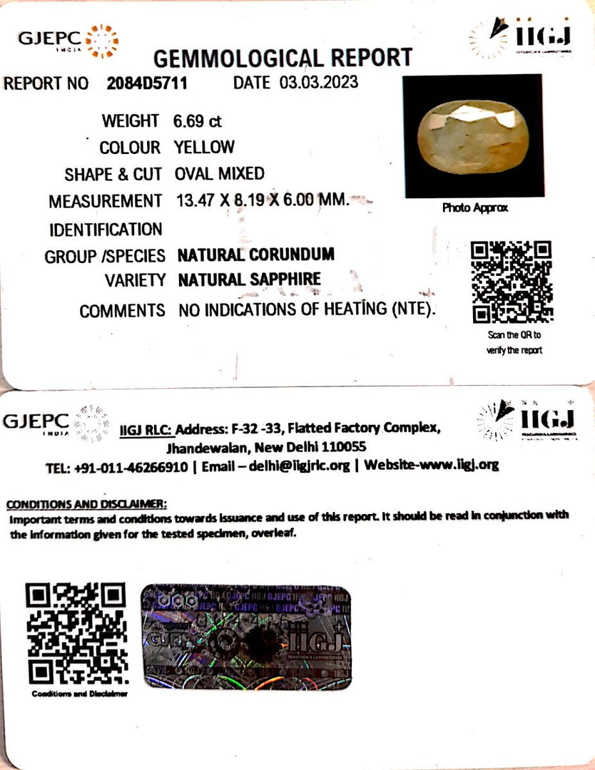 6.69/CT Natural Ceylonese Pukhraj with Govt Lab Certificate-(6771)