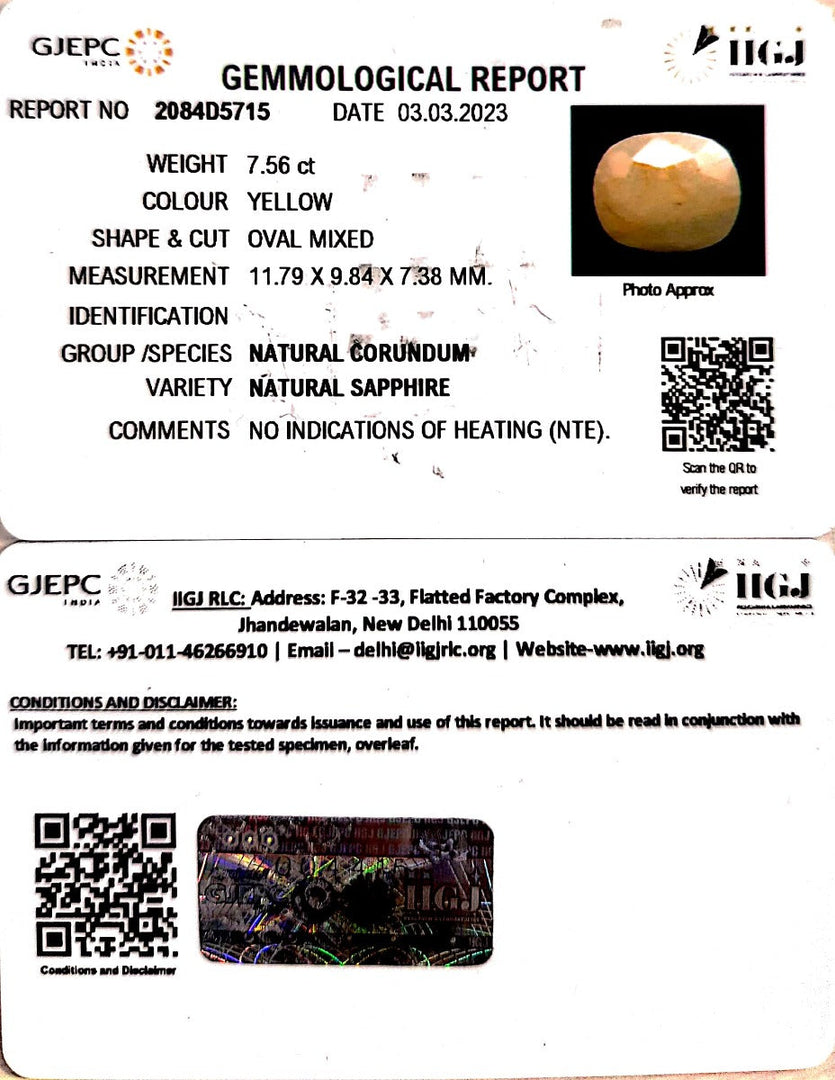 7.56/CT Natural Ceylonese Pukhraj with Govt Lab Certificate-(4551)