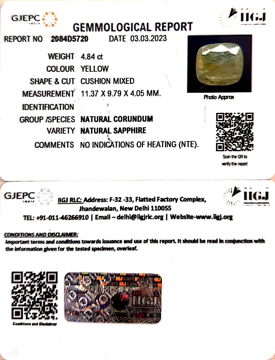 4.84/CT Natural Ceylonese Pukhraj with Govt Lab Certificate-(6771)