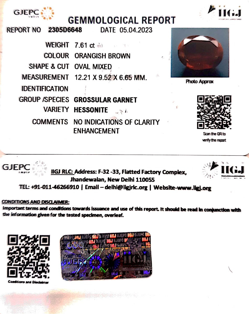 8.44/Ratti Natural Govt. Lab Certified Ceylonese Gomed