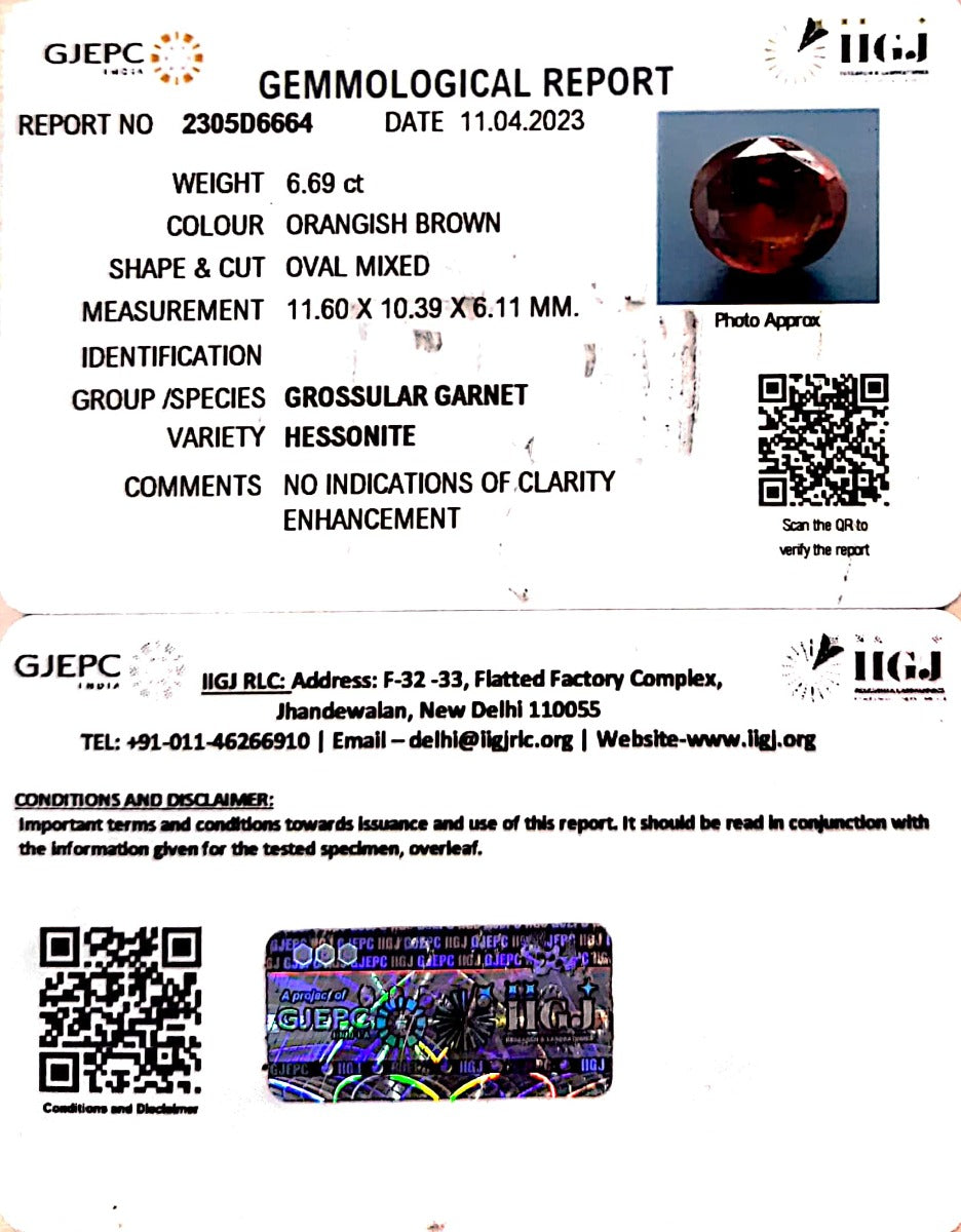 6.69/CT Natural Govt. Lab Certified Ceylonese Gomed-(2305D6664)