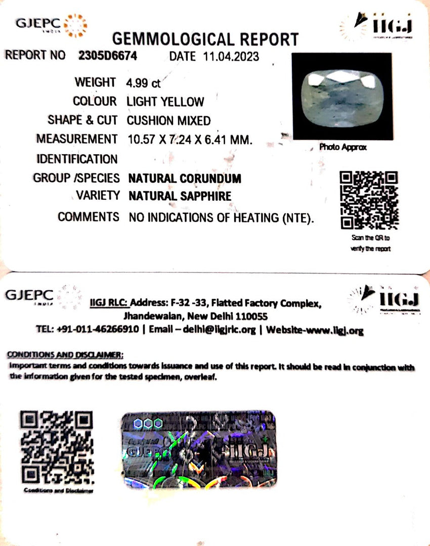 4.99/CT Natural Ceylonese Pukhraj with Govt Lab Certificate (6771)