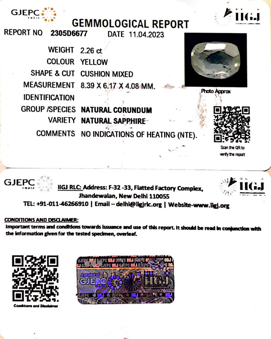 2.26/CT Natural Ceylonese Pukhraj with Govt Lab Certificate (16650)