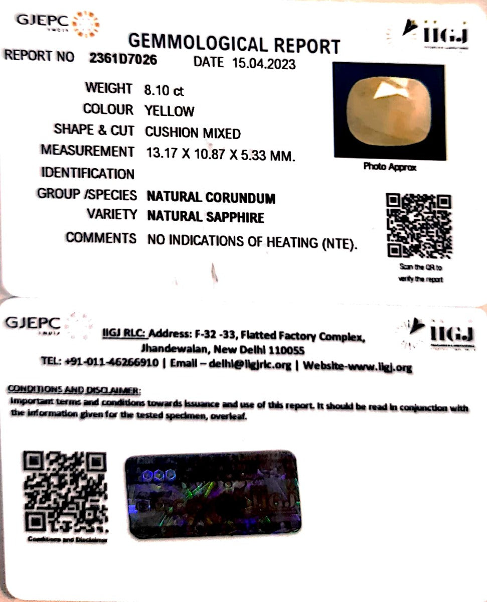 8.10/CT Natural Ceylonese Pukhraj with Govt Lab Certificate-2361D7026
