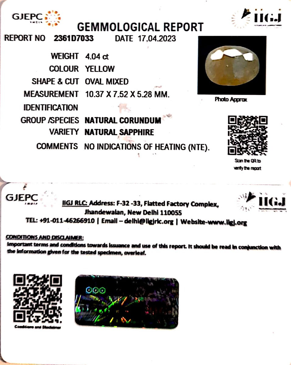 4.04/CT Natural Ceylonese Pukhraj with Govt Lab Certificate-2361D7033