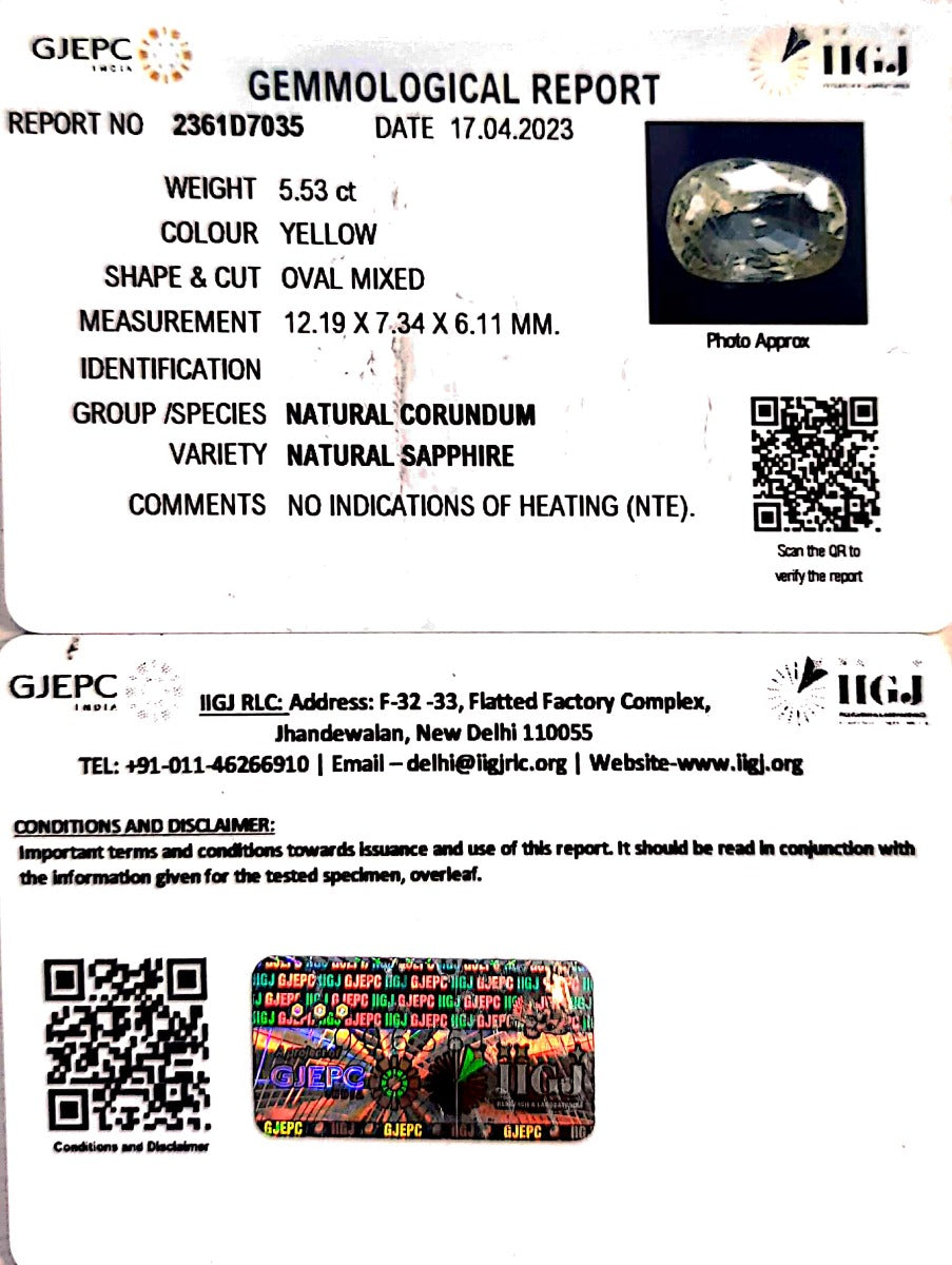 5.53/CT Natural Ceylonese Pukhraj with Govt Lab Certificate