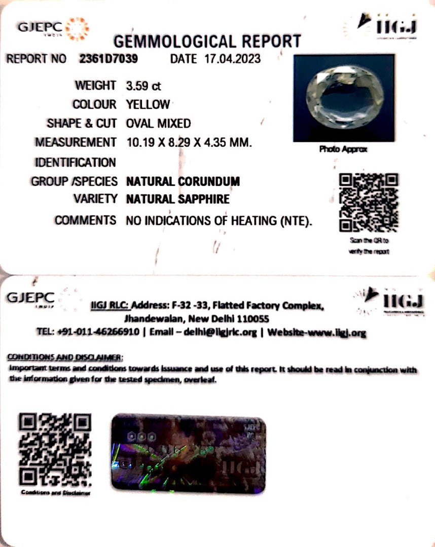 3.59/CT Natural Ceylonese Pukhraj with Govt Lab Certificate-YELSA9V