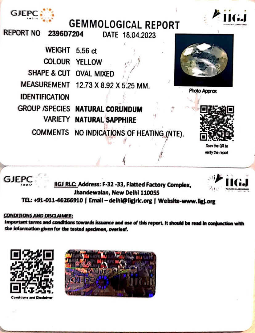 5.56/CT Natural Ceylonese Pukhraj with Govt Lab Certificate-YELSA9V