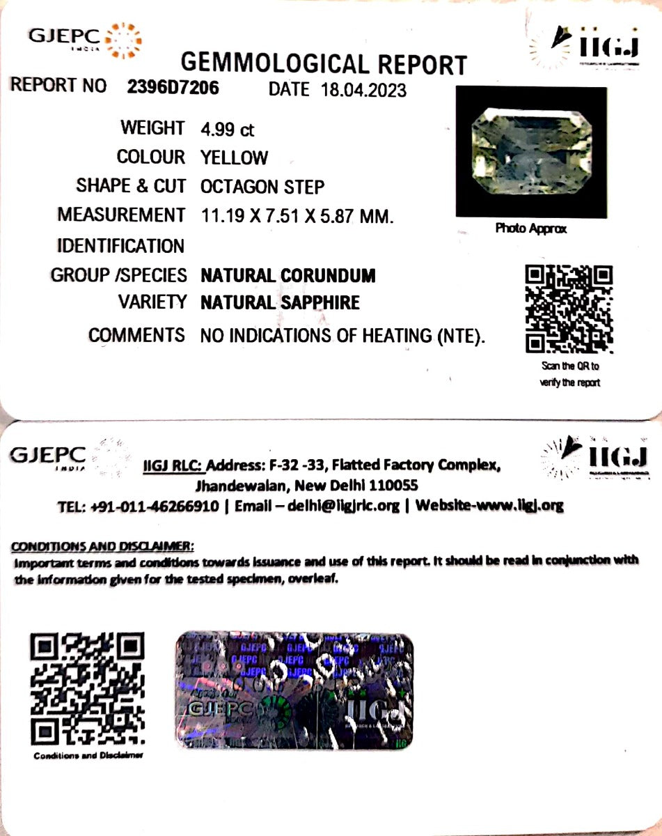 4.99/CT Natural Ceylonese Pukhraj with Govt Lab Certificate-YELSA9U
