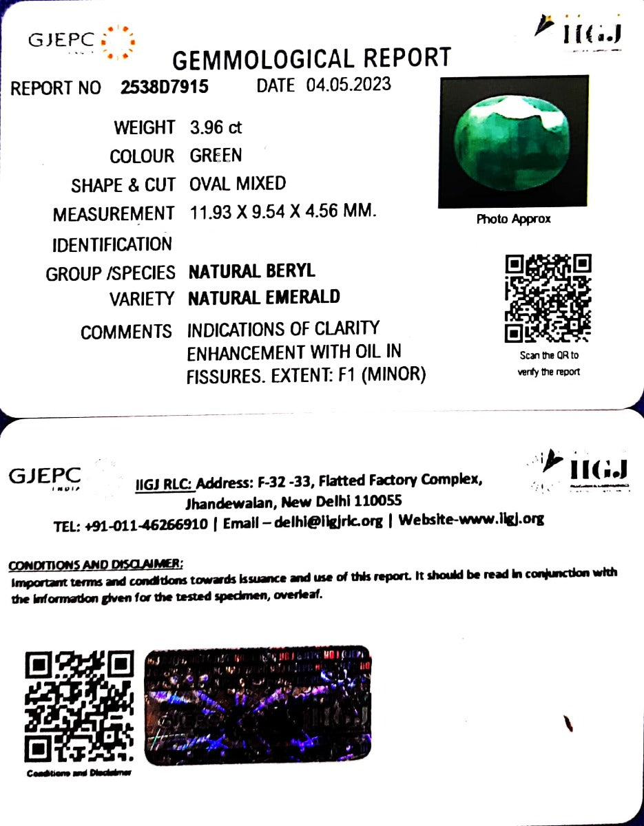 4.39 Ratti Natural Panna Stone with Govt. Lab Certificate-2538D7915
