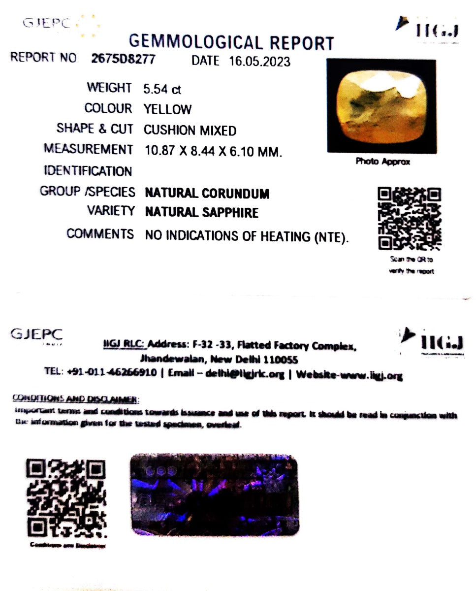 5.54/CT Natural Ceylonese Pukhraj with Govt Lab Certificate (6771)