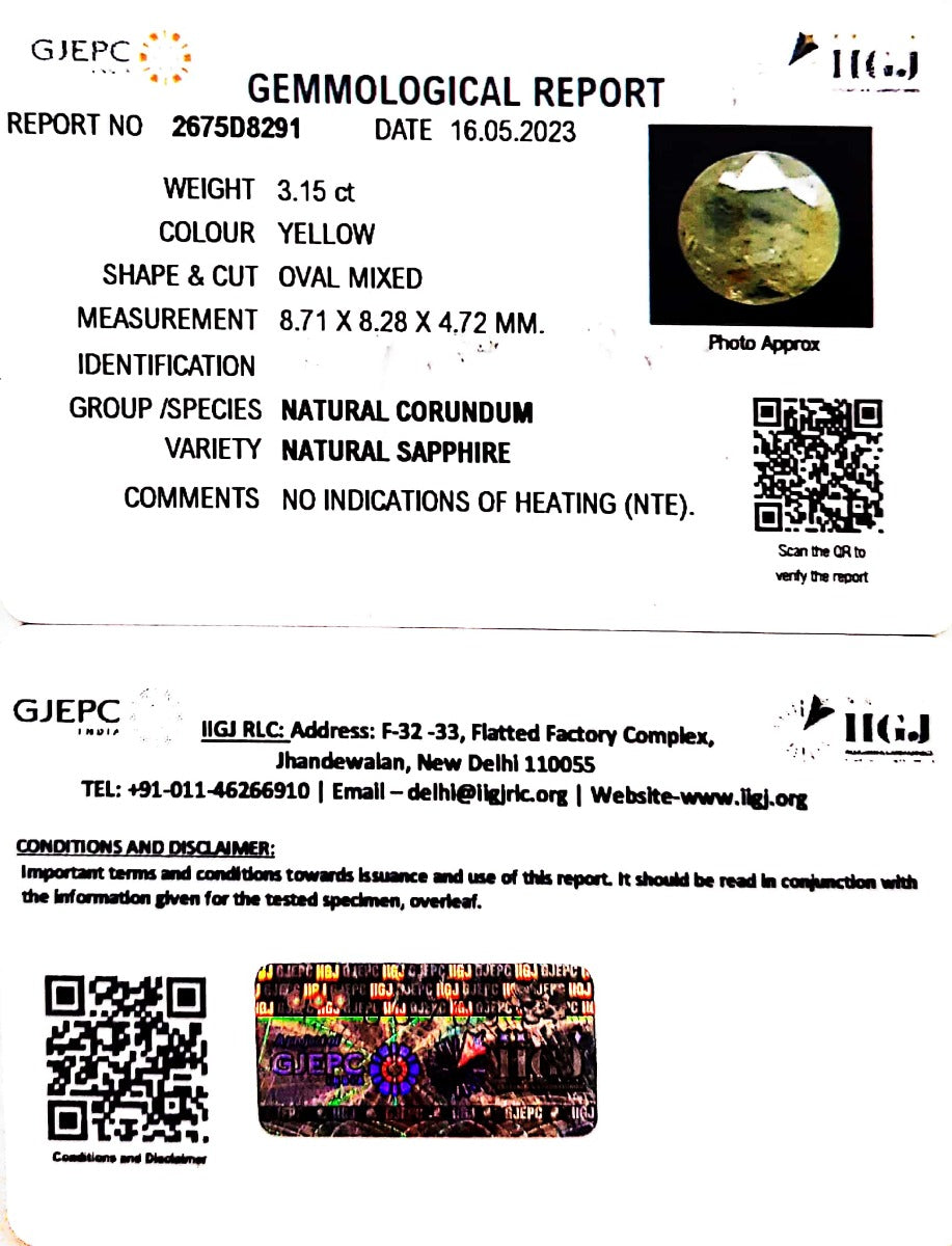 3.15/CT Natural Ceylonese Pukhraj with Govt Lab Certificate-2675D8291