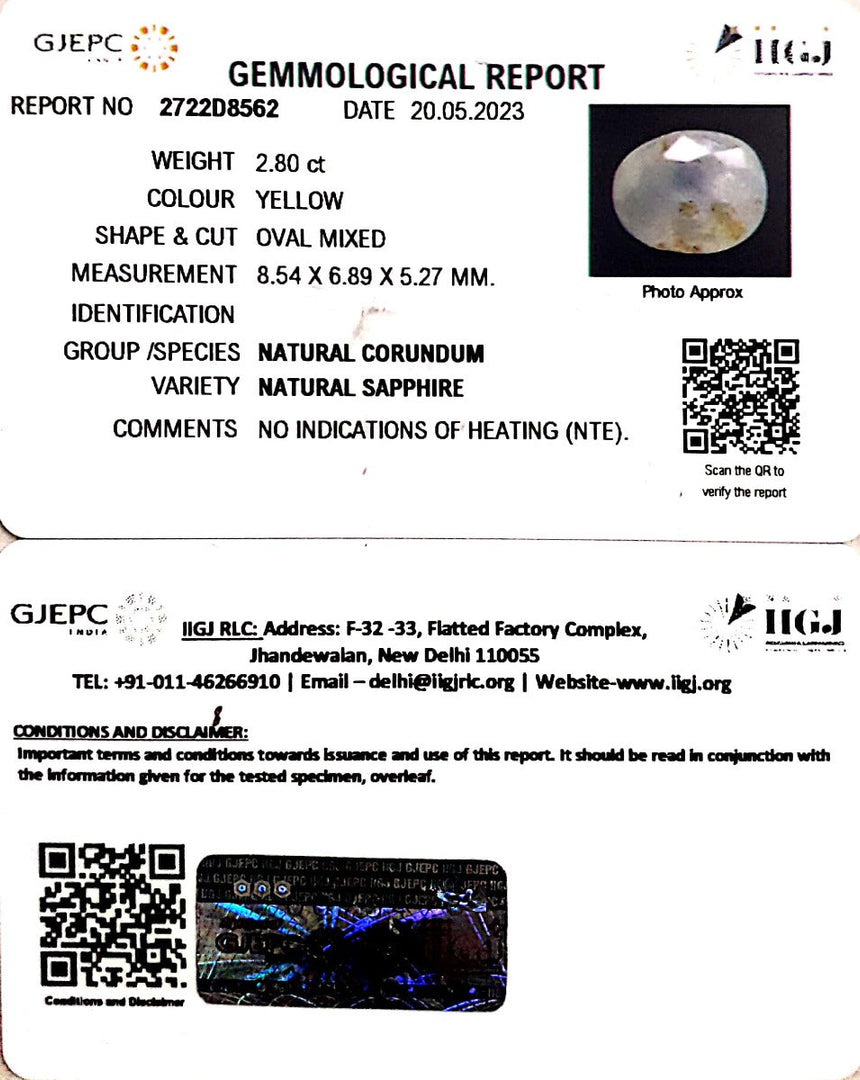 2.80/CT Natural Ceylonese Pukhraj with Govt Lab Certificate (6771)