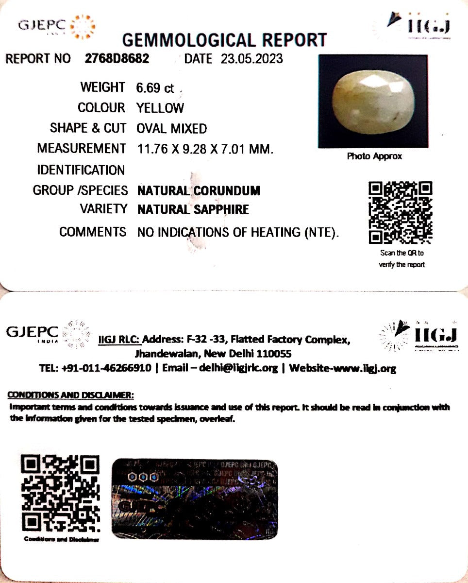 6.69/CT Natural Ceylonese Pukhraj with Govt Lab Certificate (2768D8682)