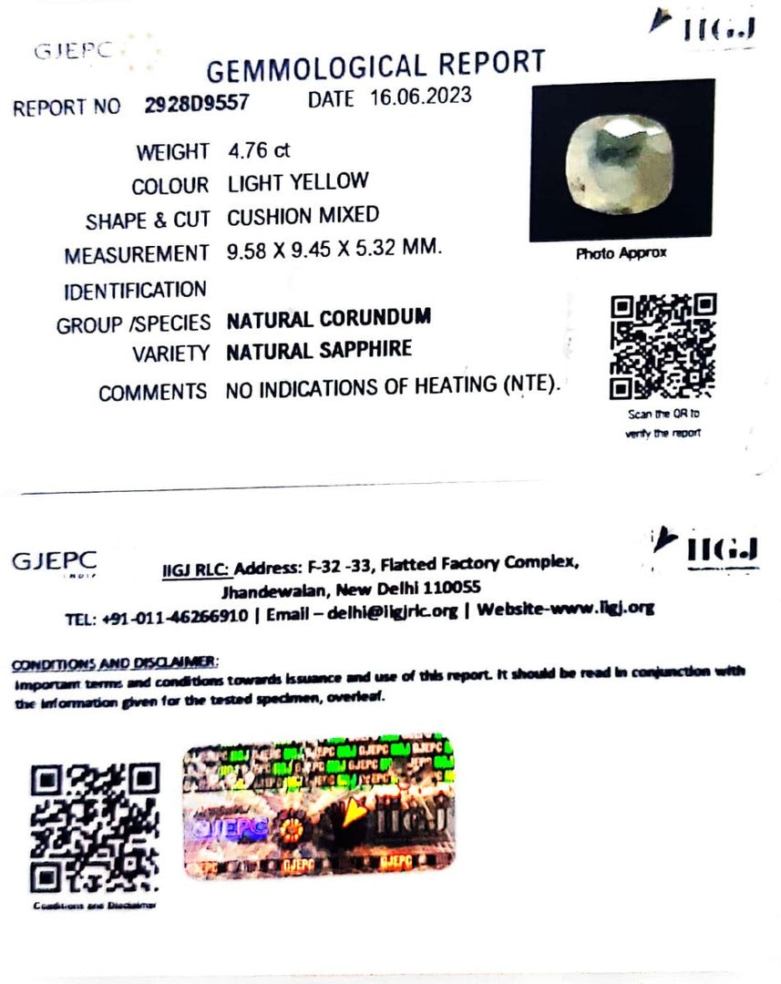 4.76/CT Natural Ceylonese Pukhraj with Govt Lab Certificate (8991)
