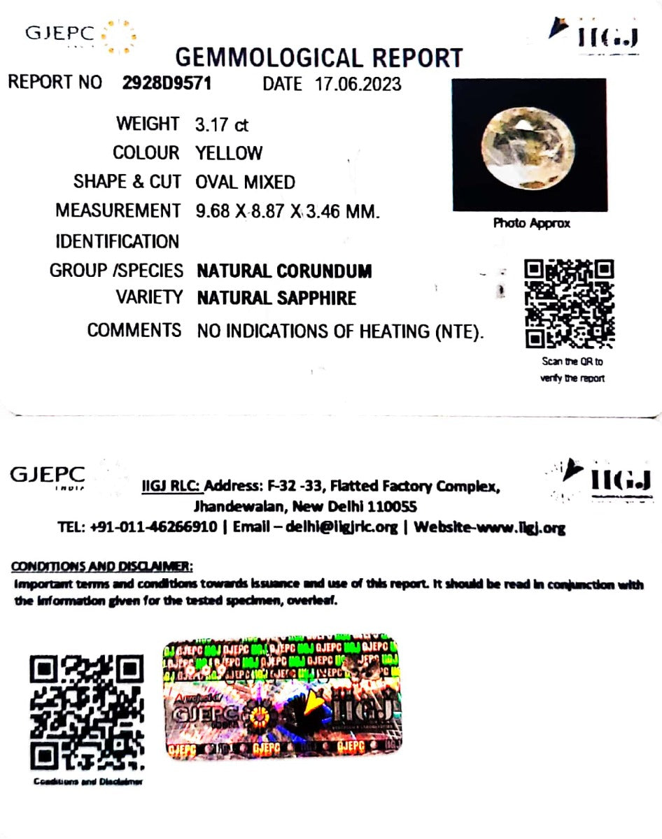 3.17/CT Natural Ceylonese Pukhraj with Govt Lab Certificate (6771)
