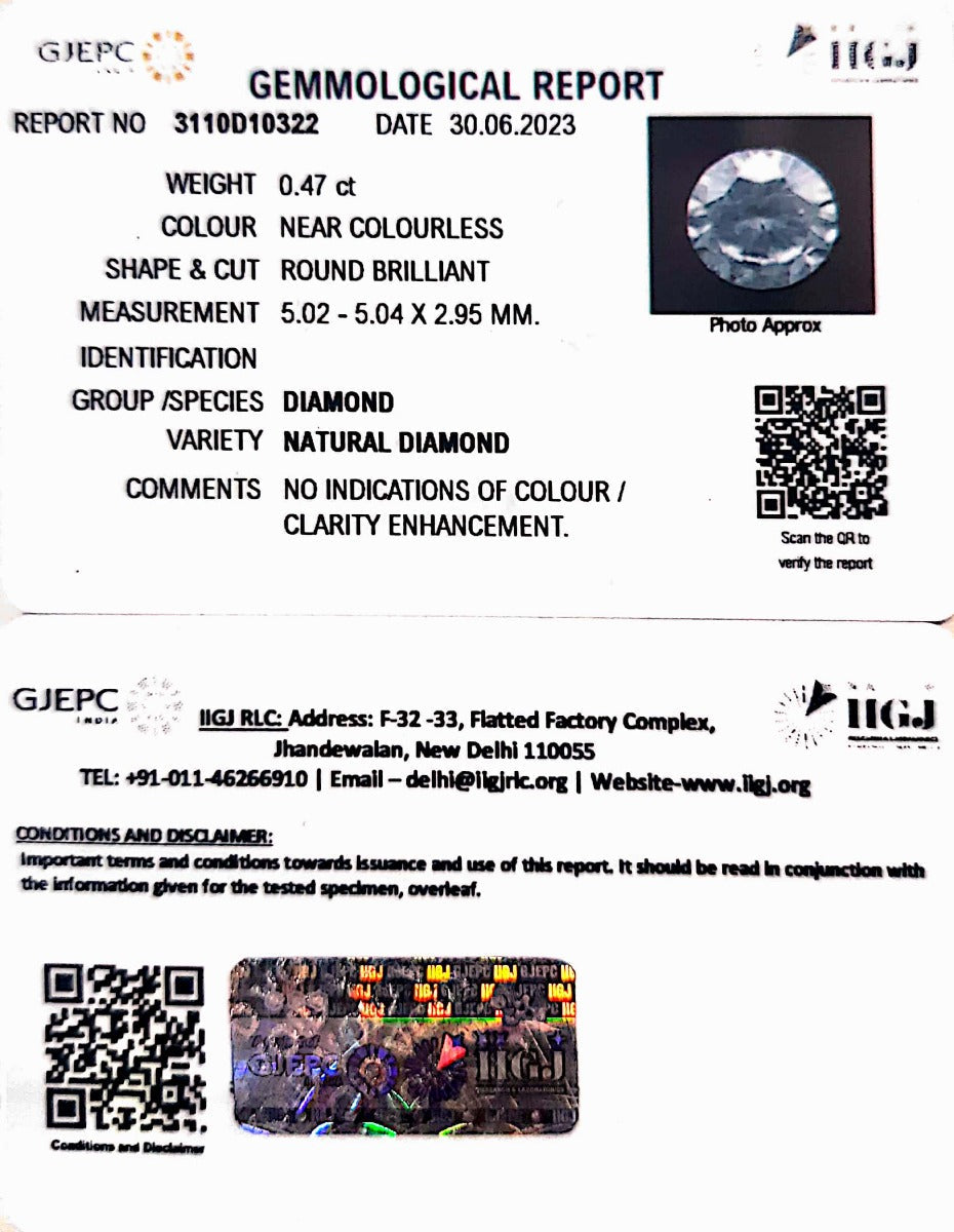 0.47/Cents Natural Diamond gemstone of Premium Quality with Govt. Lab Certificate (120000)