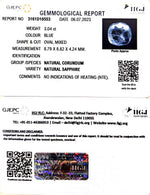 Load image into Gallery viewer, 3.04/CT Natural Blue Sapphire with Govt Lab Certificate (6771)