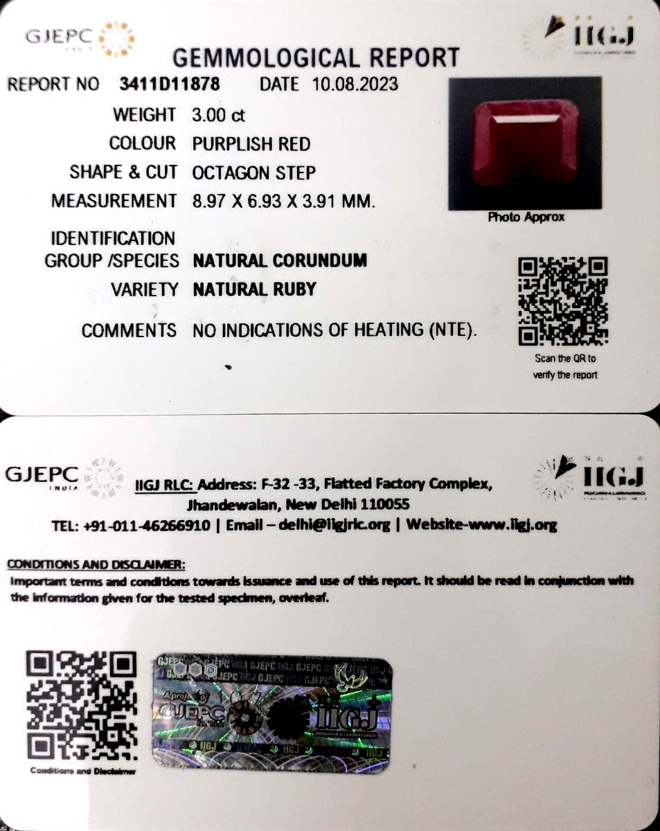 3.33/CT Natural Neo Burma Ruby with Govt. Lab Certificate(5661)