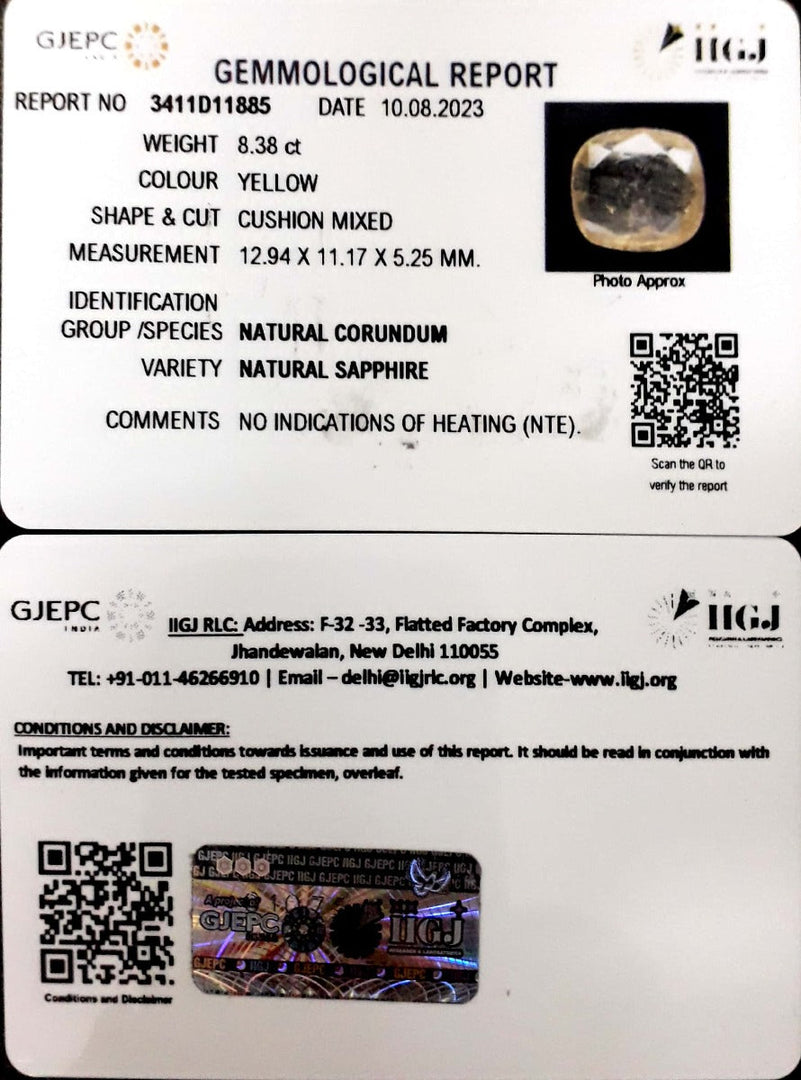 8.38/CT Natural Ceylonese Pukhraj with Govt Lab Certificate (16650)