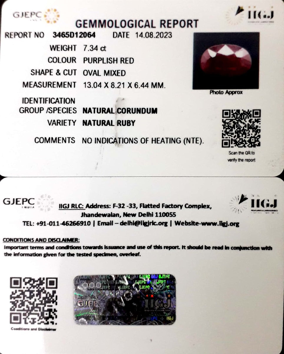 7.34/CT Natural Neo Burma Ruby with Govt. Lab Certificate (4551)
