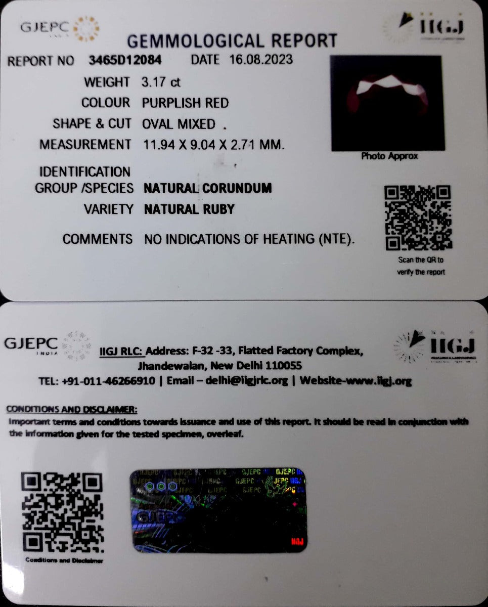 3.17/CT Natural Neo Burma Ruby with Govt. Lab Certificate (4551)