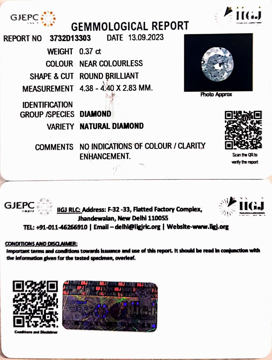 0.37/Cents Natural Diamond with Govt. Lab Certificate (110000)