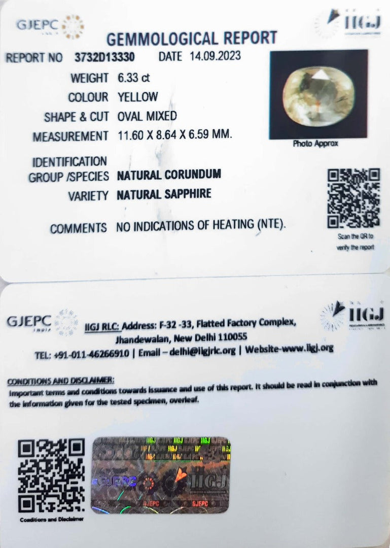 6.33/CT Natural Ceylonese Pukhraj with Govt Lab Certificate (8991)