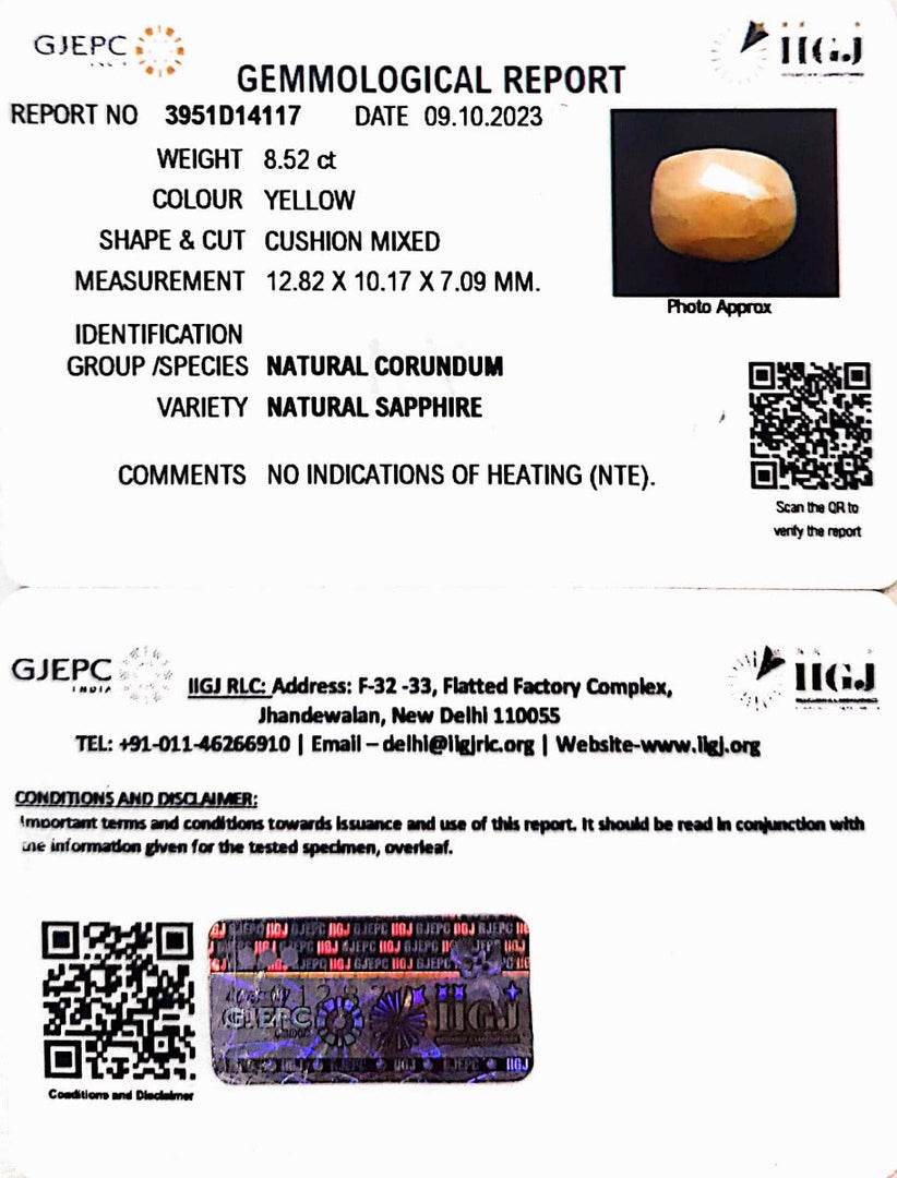 8.52/CT Natural Ceylonese Pukhraj with Govt Lab Certificate (1221)