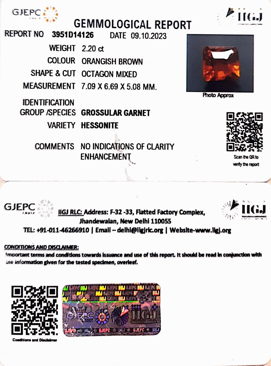 2.20/CT Natural Govt. Lab Certified Ceylonese Gomed