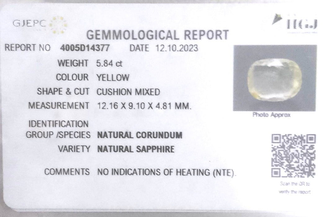 5.84/CT Natural Ceylonese Pukhraj with Govt Lab Certificate-YELSA9U