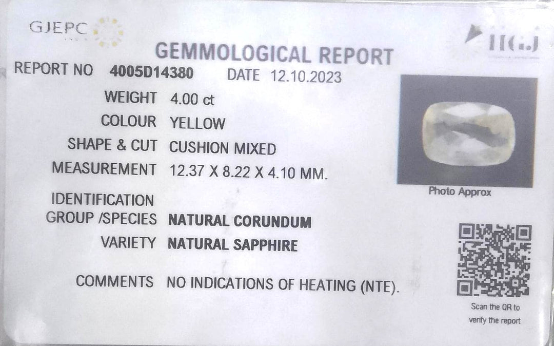 4.00/CT Natural Ceylonese Pukhraj with Govt Lab Certificate-YELSA9U