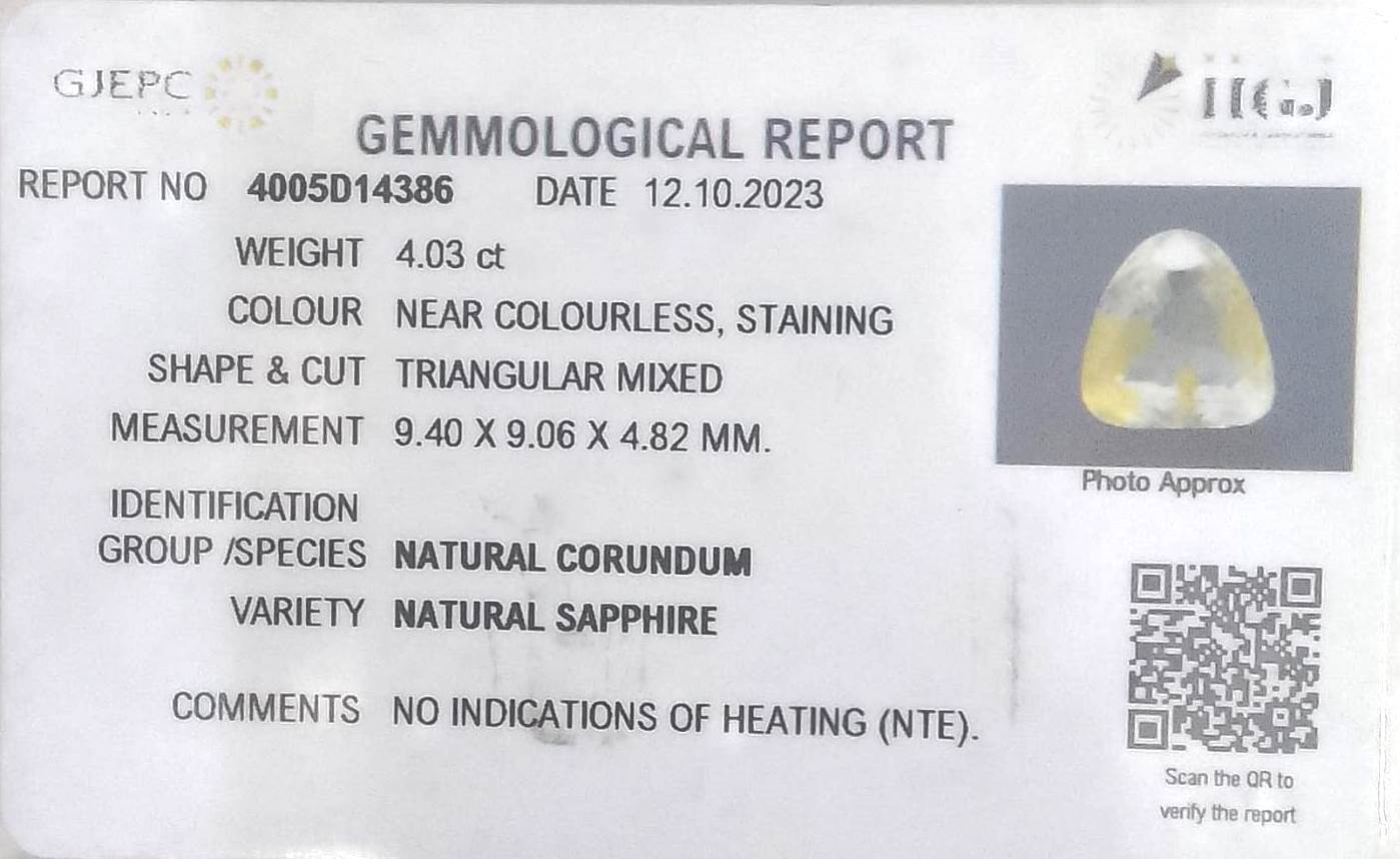 4.03/CT Natural Ceylonese Pukhraj with Govt Lab Certificate (16650)