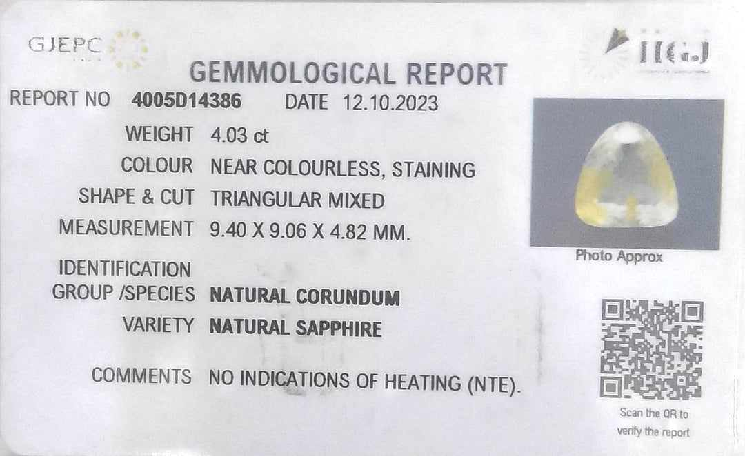 4.03/CT Natural Ceylonese Pukhraj with Govt Lab Certificate (16650)